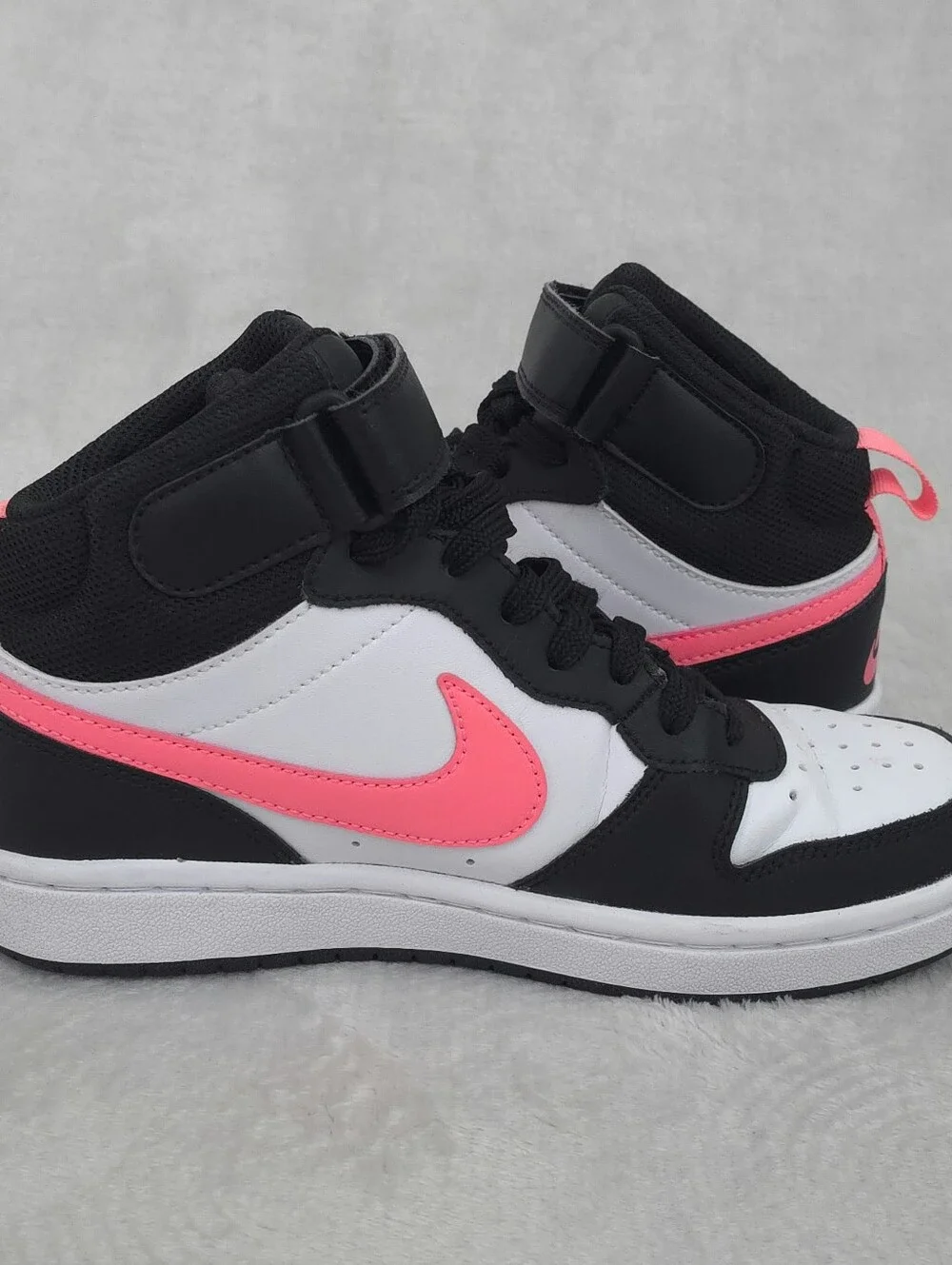 Nike Court Borough Mid 2 GS Black White Pink Mid Top Sneakers Girls 4Y